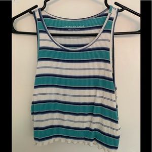 American Eagle Striped High-Neck Crop Tank